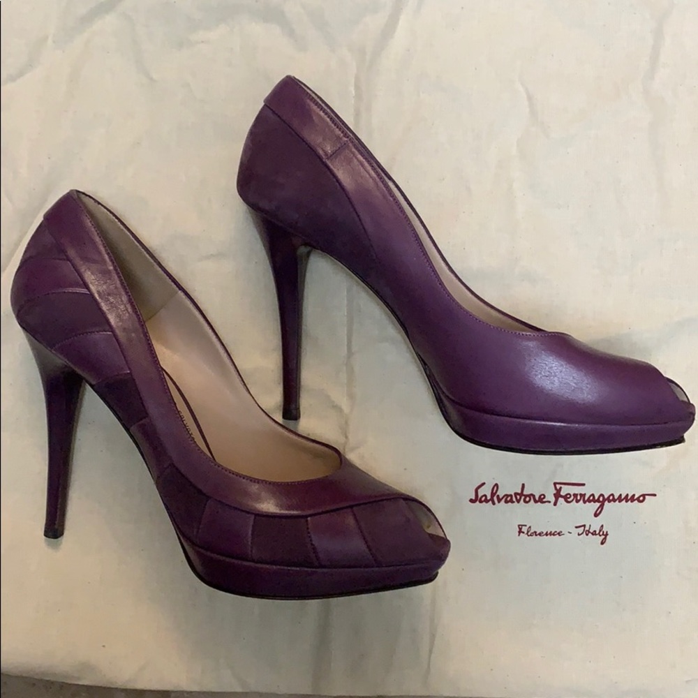 Salvador Ferragamo shoes size 7.5 leather+suede - Picture 2 of 8
